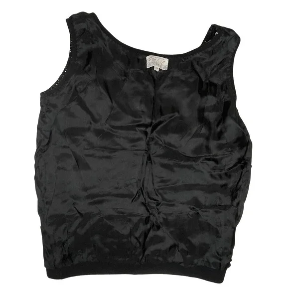 Vintage Sleeveless Sweater - Cyn Les Hand Beaded Sequin Rosette Black - Size 36 - Picture 3 of 11